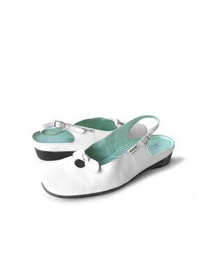 Mephisto Sandals White Leather Comfortable Slingbacks w/ bow Size 8.5